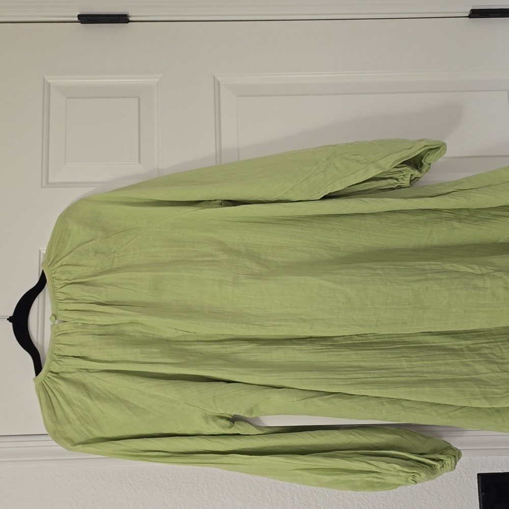 Asos Flowy Green Long Sleeve Dress Sz US 8 - Picture 4 of 8